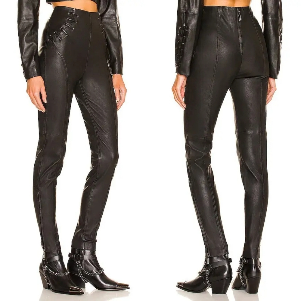 DUNDAS X REVOLVE Mercury Leather Pants Black M.